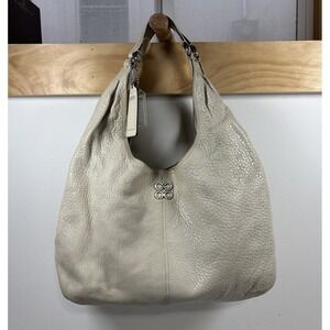VTG Coach Julia Hobo Shoulder Bag Beige Oatmeal Pebble Leather Slouchy Purse Y2K
